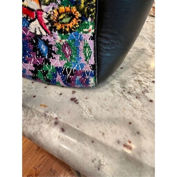 Black Heavily Embroidered Bird Motif Tote Style Bag - Picture 6 of 10